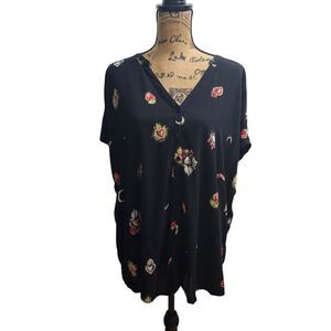 Torrid Black Celestial Heart‎ Print Button-Down Dress Size 3
